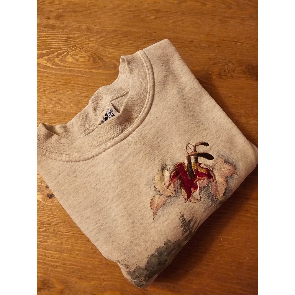 Vintage Northern Reflections Embroidered Nature Sweatshirt Oatmeal Gray Large